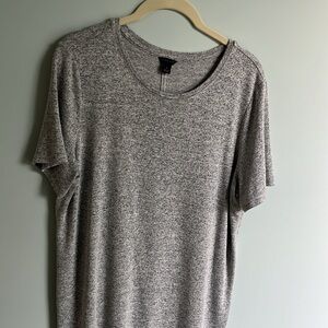 Ann Taylor Rayon/ polyester grey long short sleeved shirt Size M